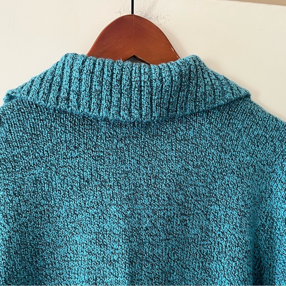 Rebecca Malone Turquoise Knit Collared Sweater Women’s Size XL - Picture 3 of 14
